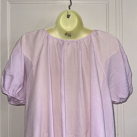 Vtg 60s Movie Star brand lavender polyester/cotton open front robe/ eyelet lace - Picture 5 of 7